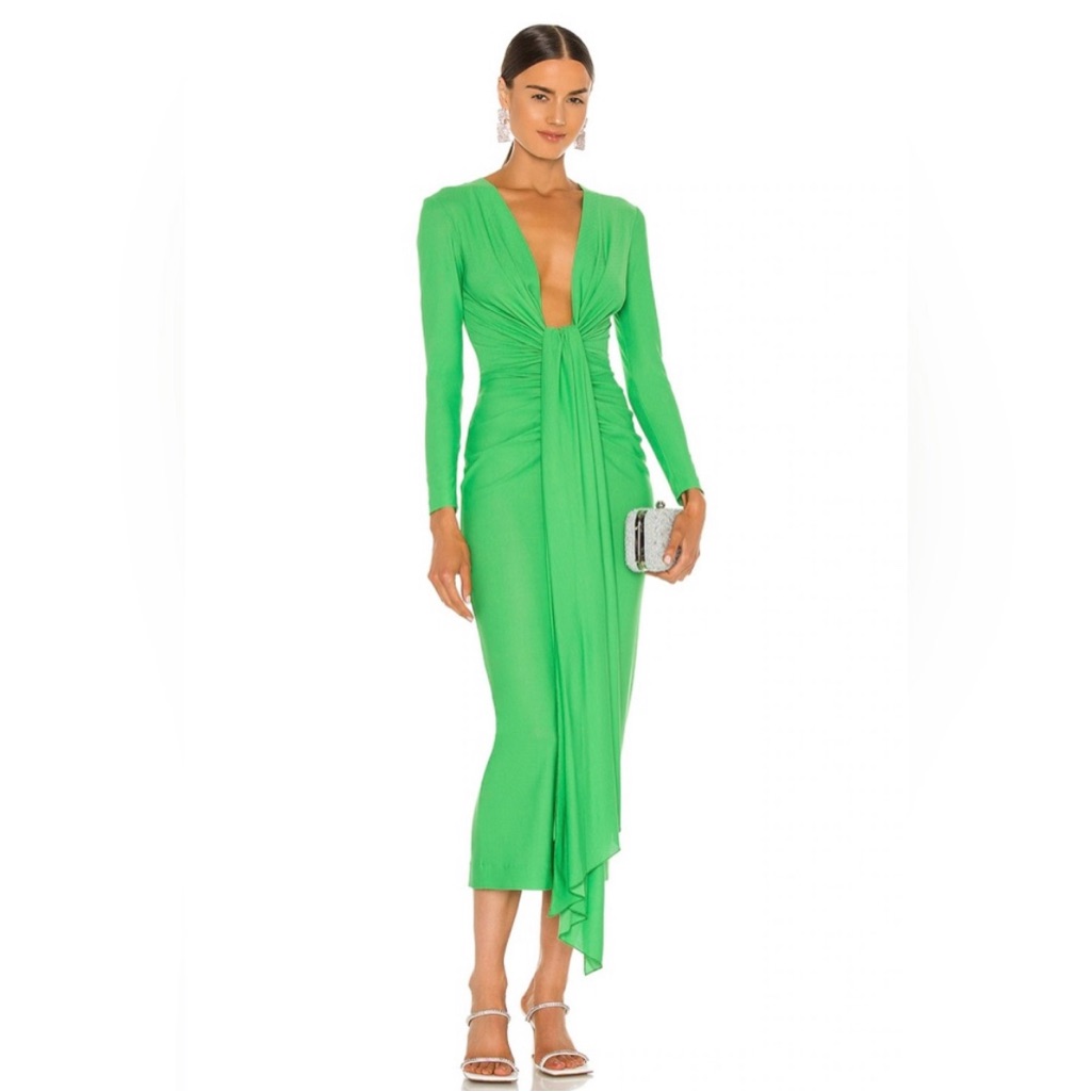 Solace London Lorena Midi Dress In Bright Green